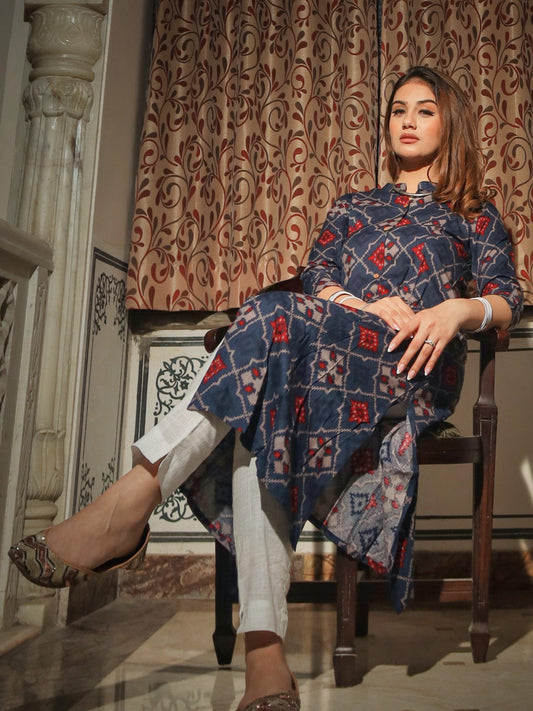 Eshani A-Line Printed Rayon Kurta - divenaworld.com