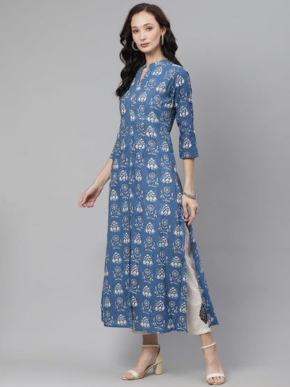 Eshani Blue Cotton shrug style kurta - Eshani world