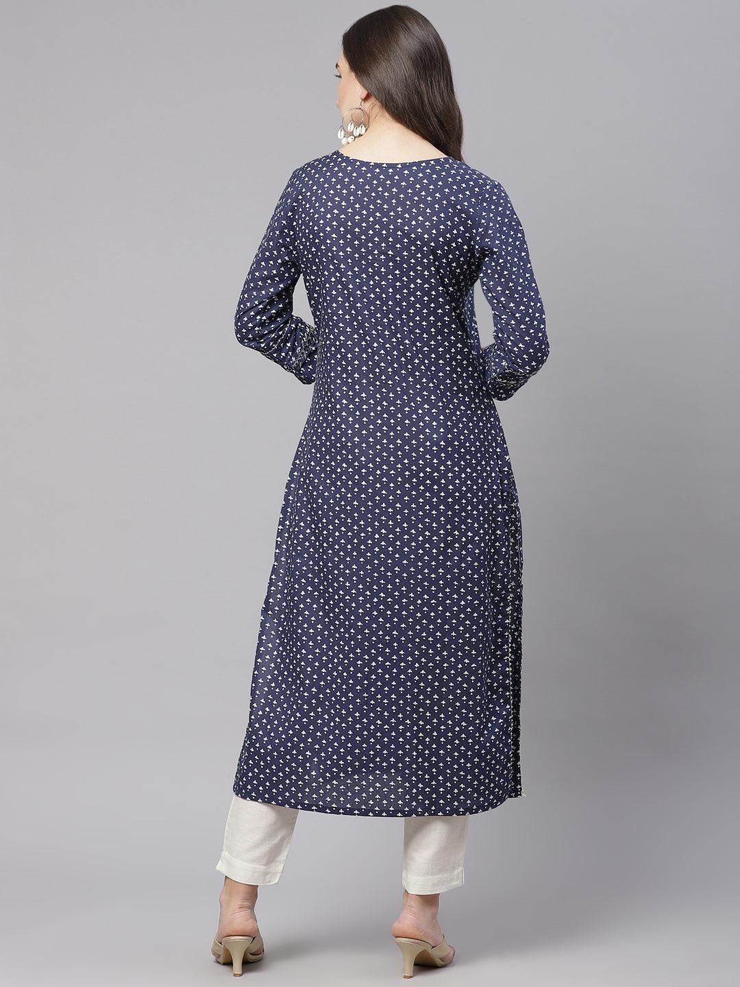 Eshani Indigo Cotton Straight Kurti - Eshani world