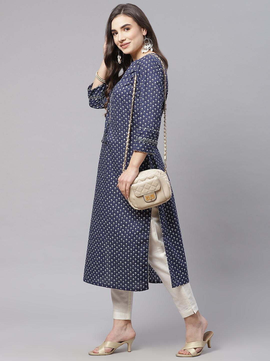 Eshani Indigo Cotton Straight Kurti - Eshani world