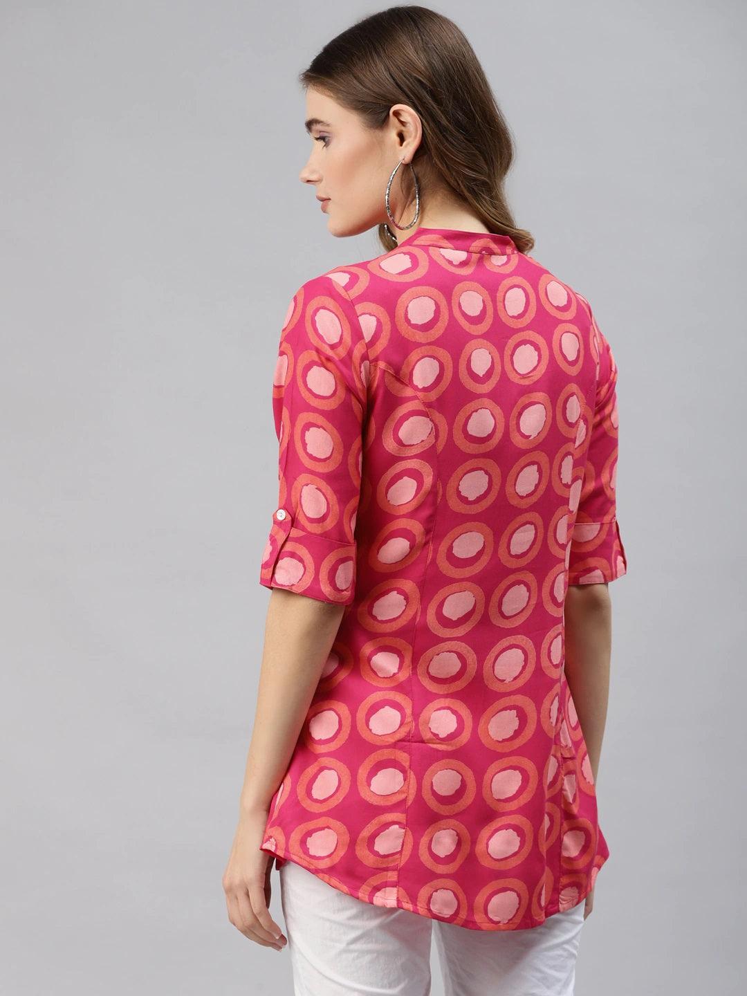 Eshani Pink Rayon Shirt Style Top - Eshani world