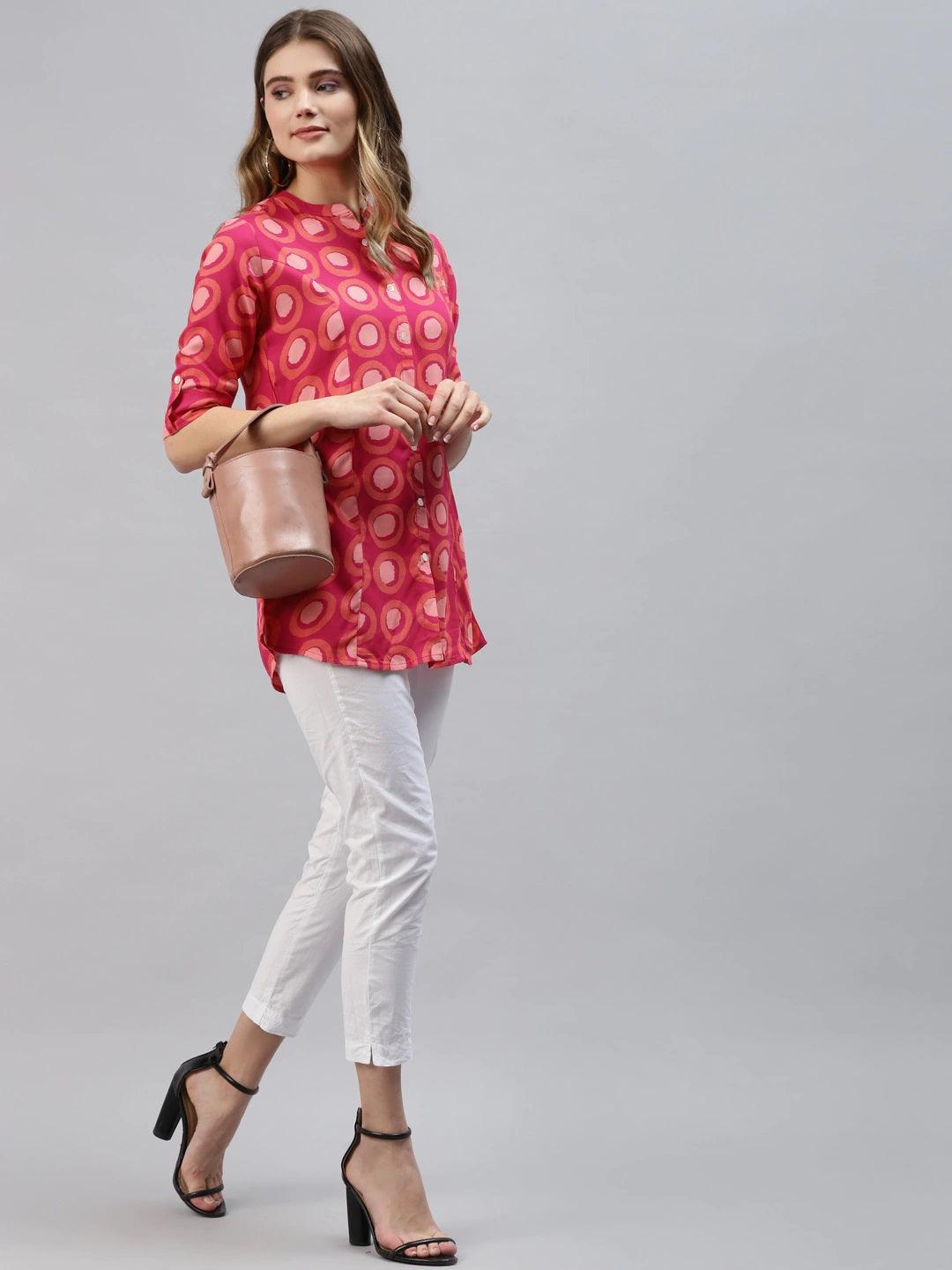 Eshani Pink Rayon Shirt Style Top - Eshani world