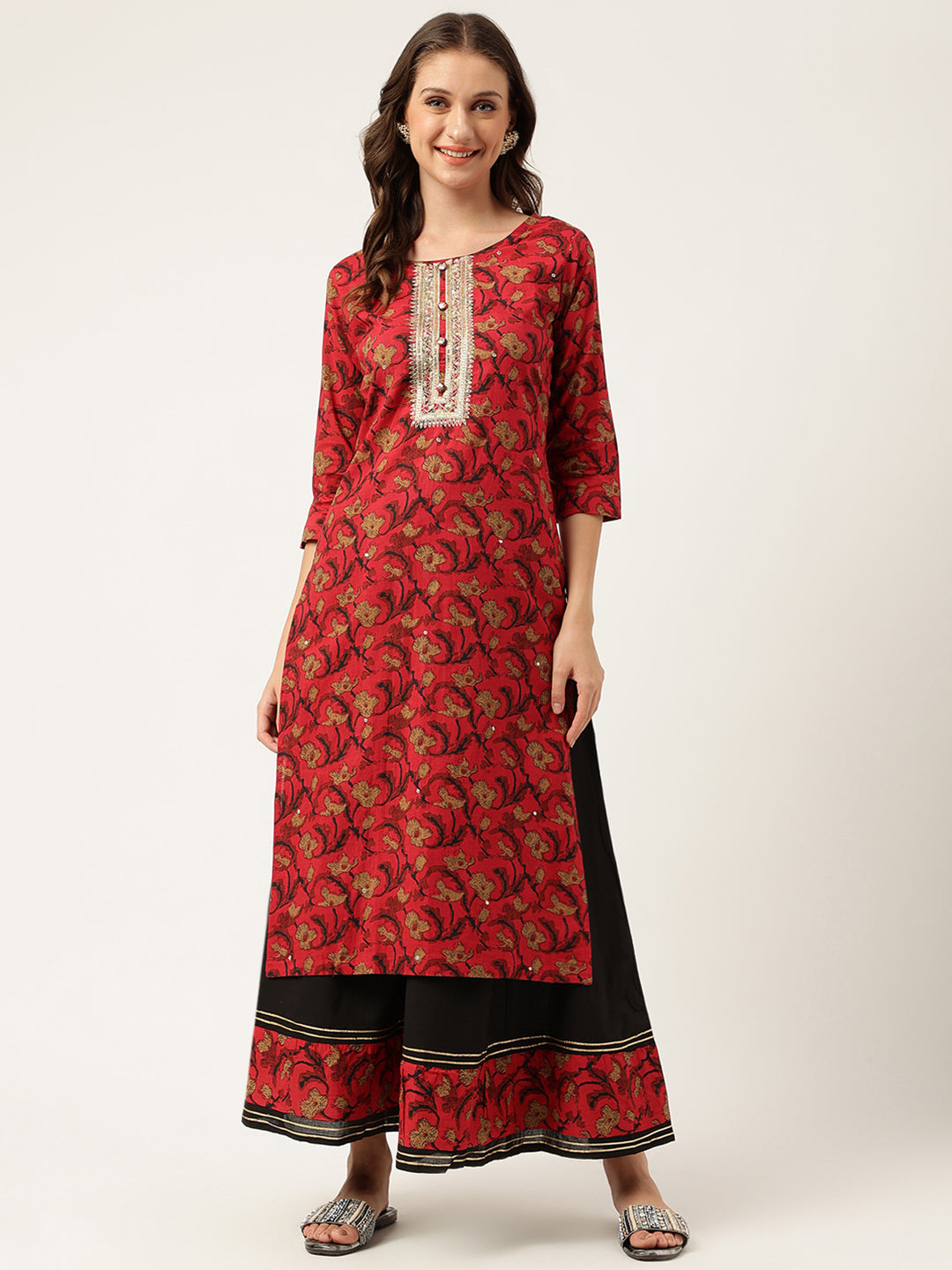 Eshani Floral Printed Cotton Kurta with Sharara Set