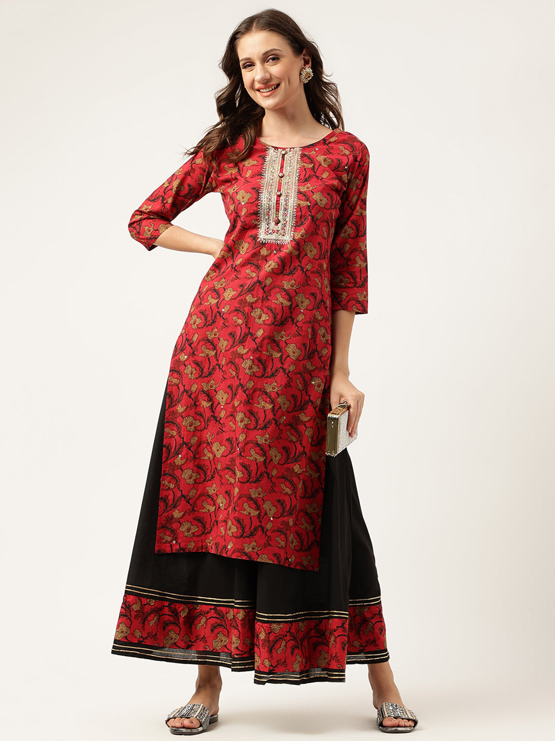 Eshani Floral Printed Cotton Kurta with Sharara Set