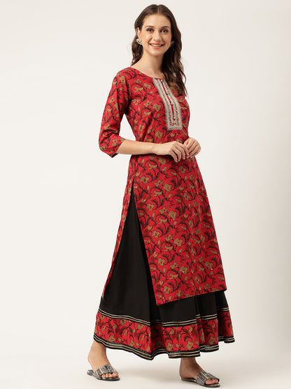 Eshani Floral Printed Cotton Kurta with Sharara Set