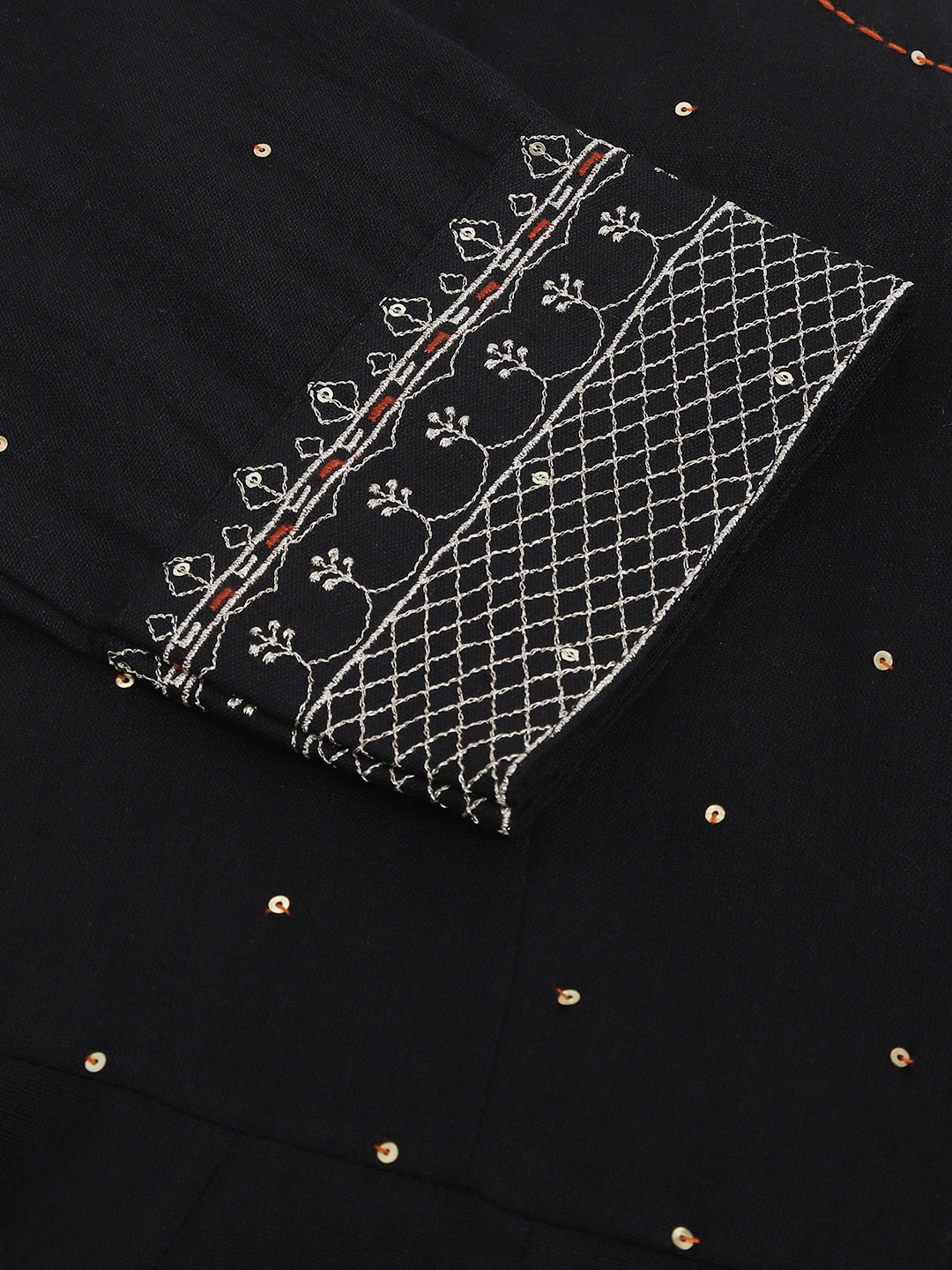 Eshani Black Embroidered Cotton Anarkali Kurta