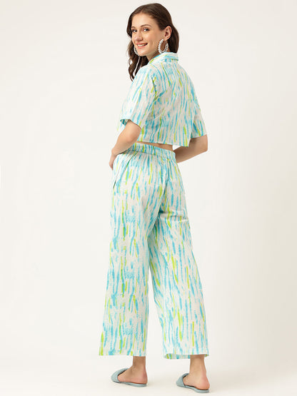 Eshani Women Tie And Dye Pure Cotton Shirt With Trousers