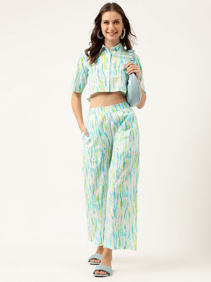 Eshani Women Tie And Dye Pure Cotton Shirt With Trousers