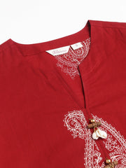 Eshani Maroon Paisley Print Cotton Co-ord Set