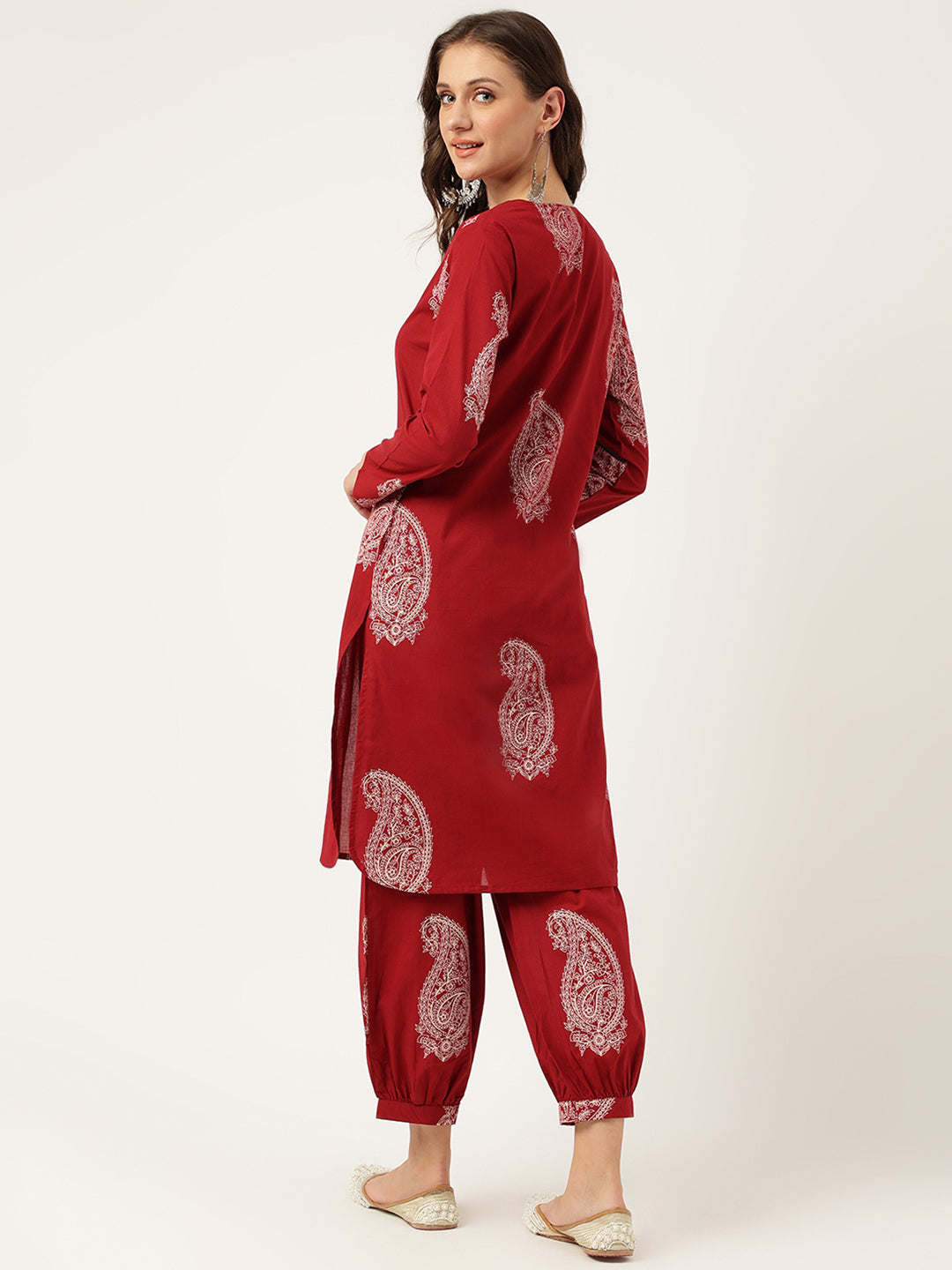 Eshani Maroon Paisley Print Cotton Co-ord Set