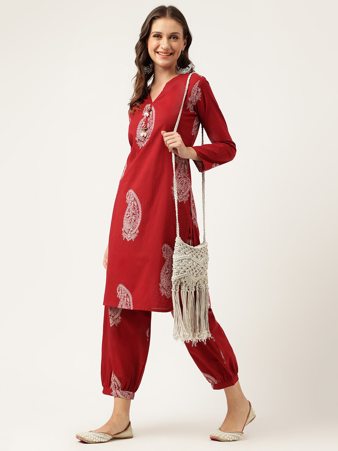 Eshani Maroon Paisley Print Cotton Co-ord Set