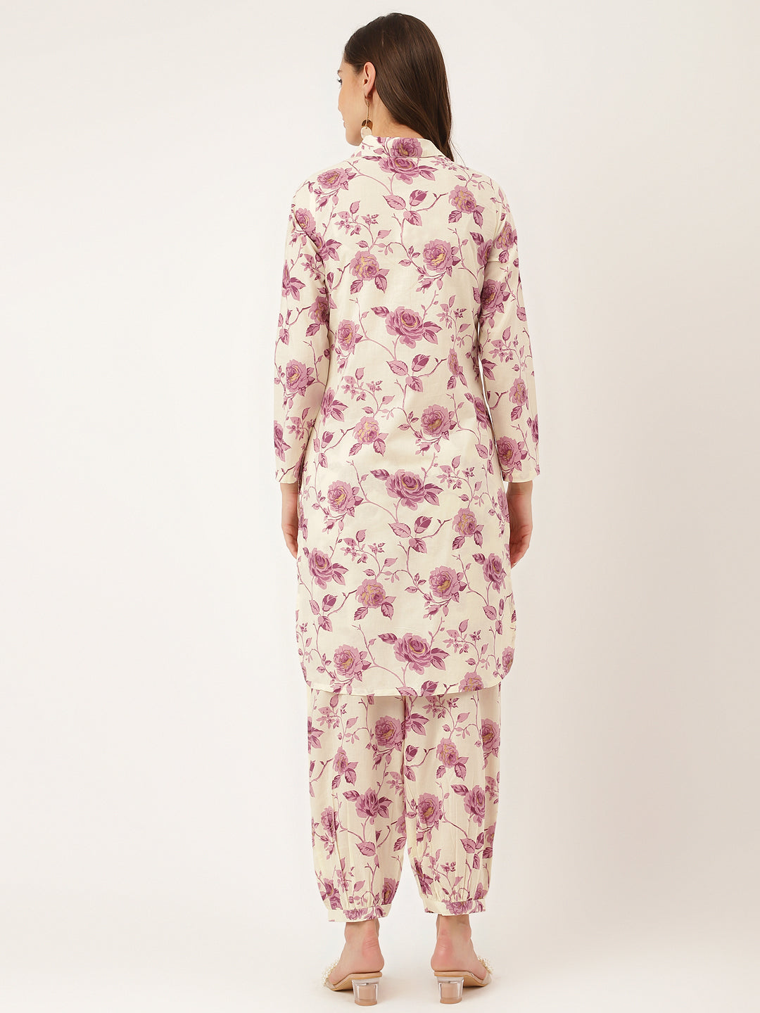 Eshani Purple Floral Print Cotton Co-ord Set