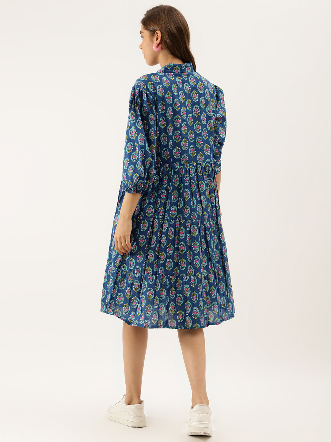 Eshani Blue Paisley Printed Cotton Dress for Women