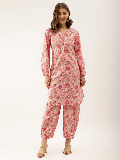 Eshani Pink Floral Print Cotton Co-ord set