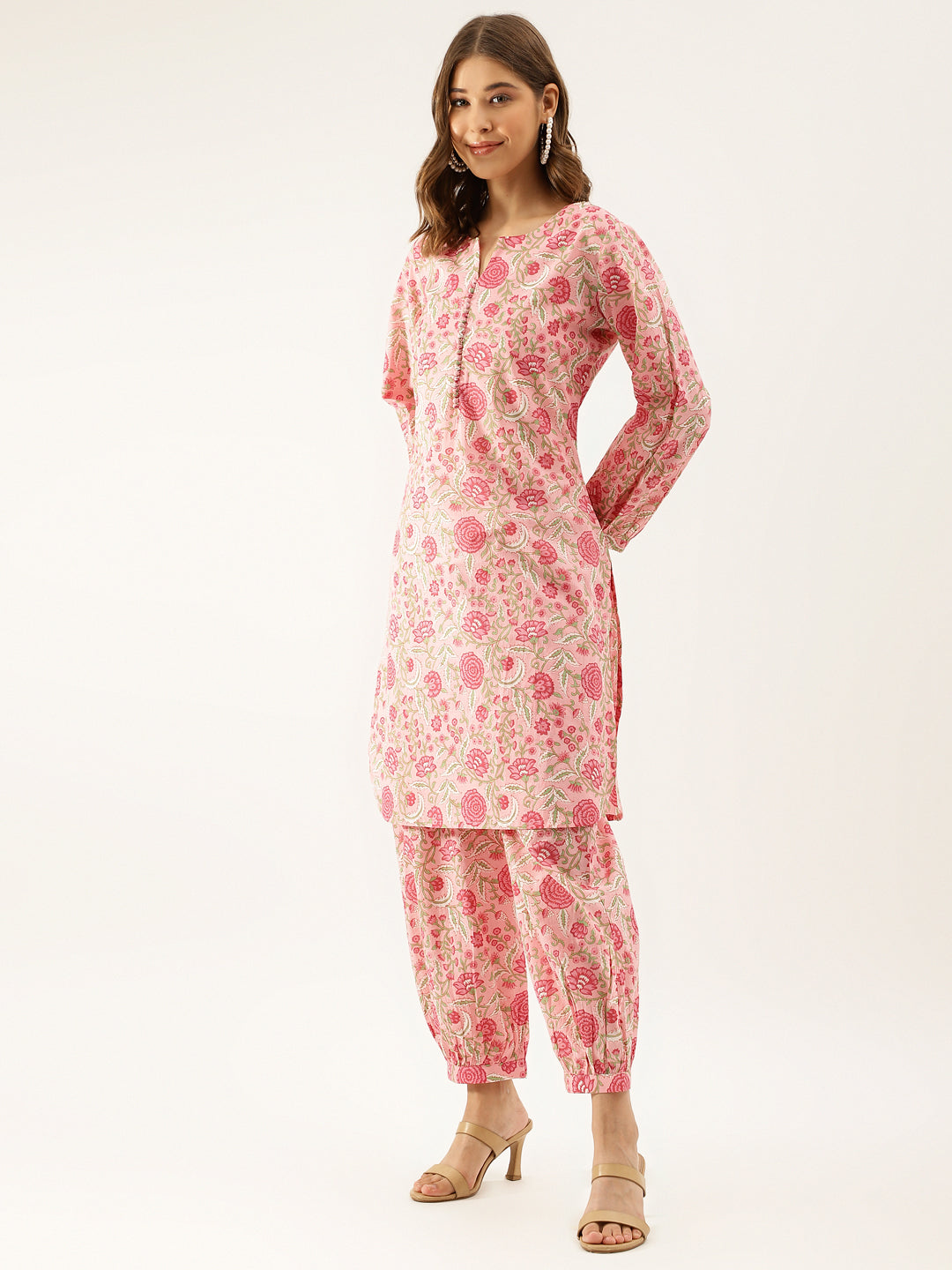 Eshani Pink Floral Print Cotton Co-ord set