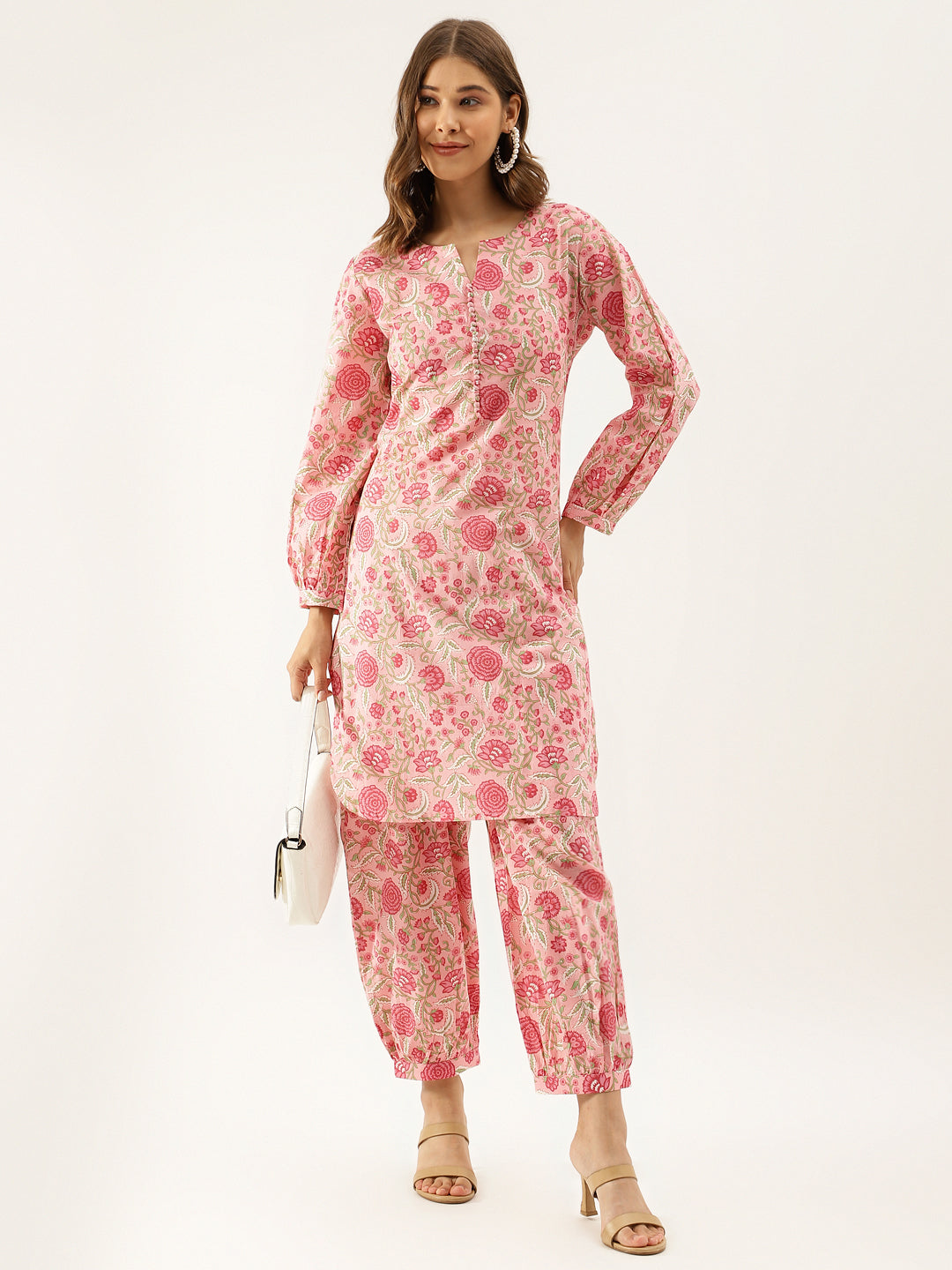 Eshani Pink Floral Print Cotton Co-ord set