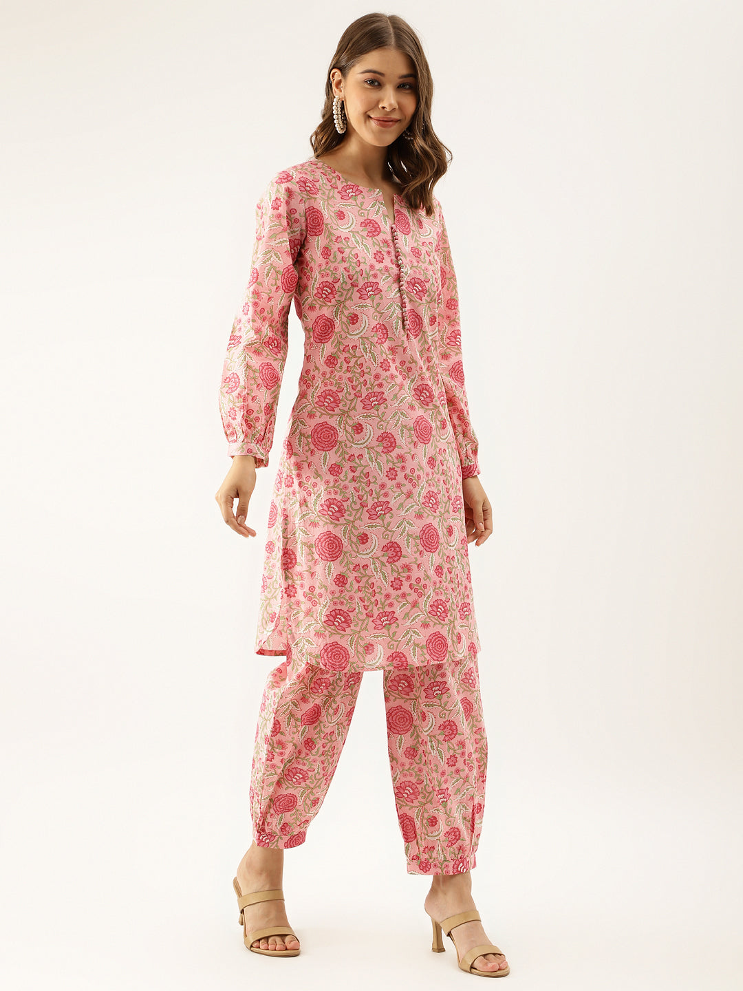 Eshani Pink Floral Print Cotton Co-ord set