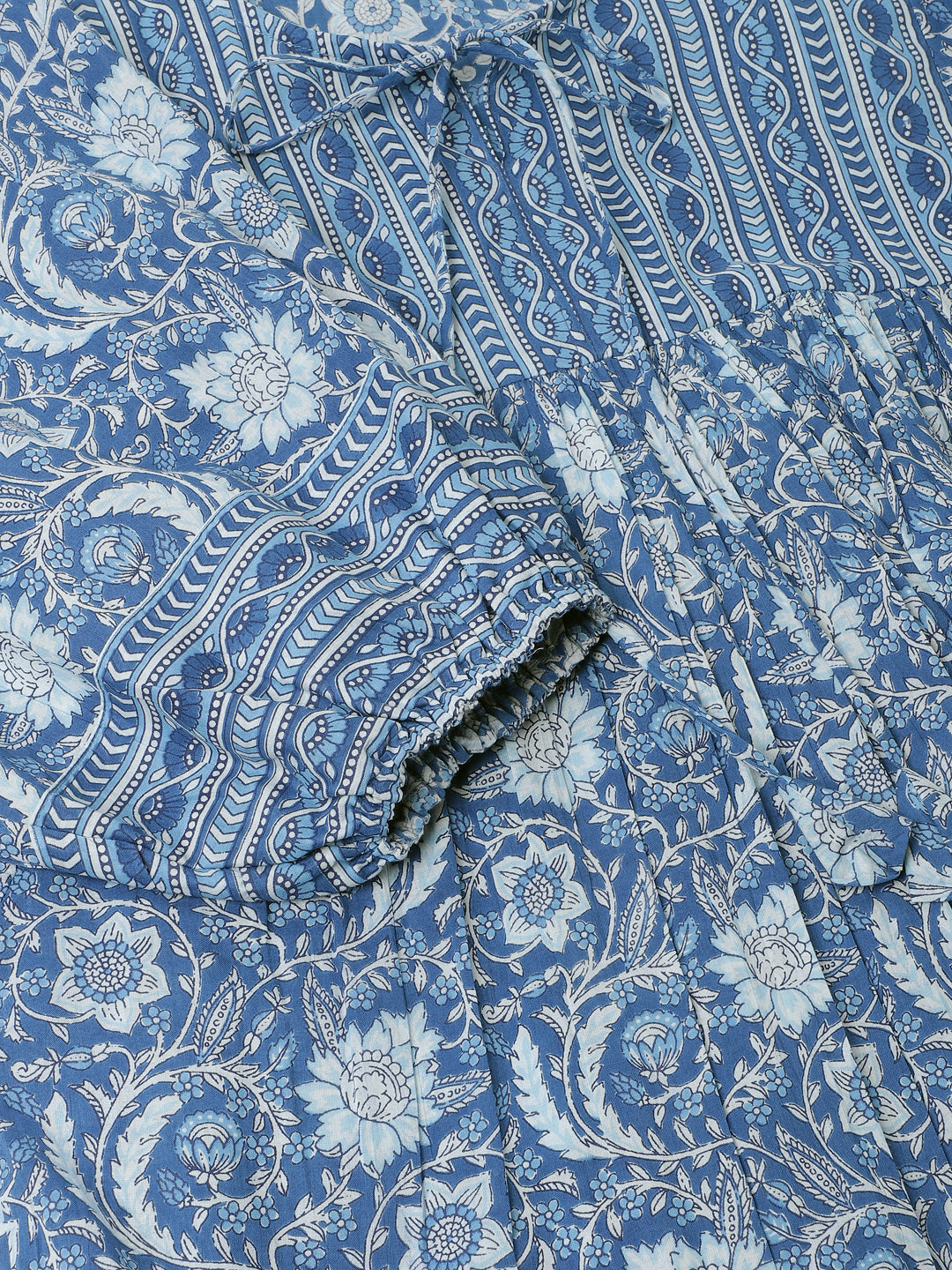 Eshani Blue  Printed Cotton Peplum top