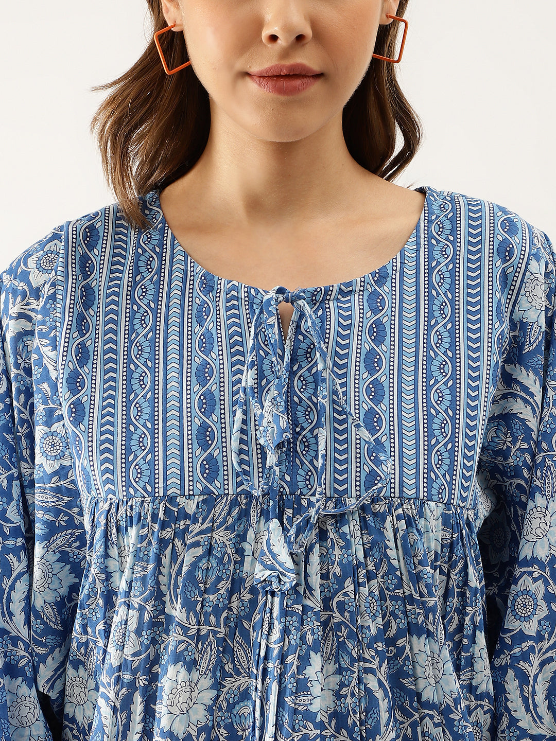 Eshani Blue  Printed Cotton Peplum top