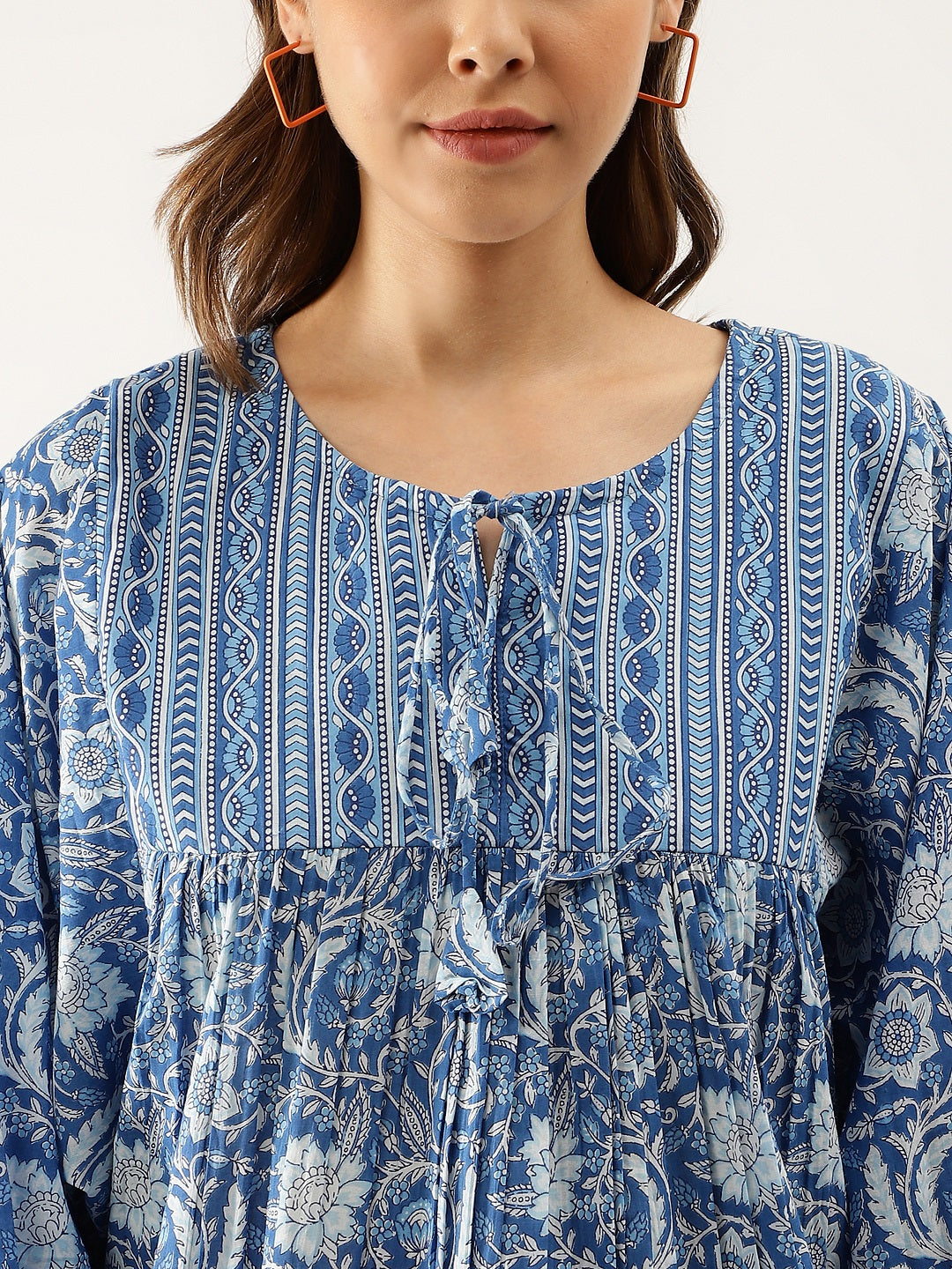 Eshani Blue  Printed Cotton Peplum top