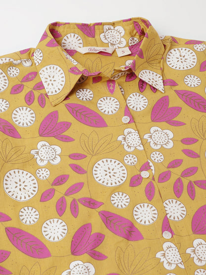 Eshani Mustard Floral Print Cotton Co-ord Set