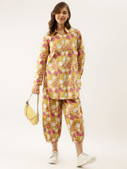 Eshani Mustard Floral Print Cotton Co-ord Set