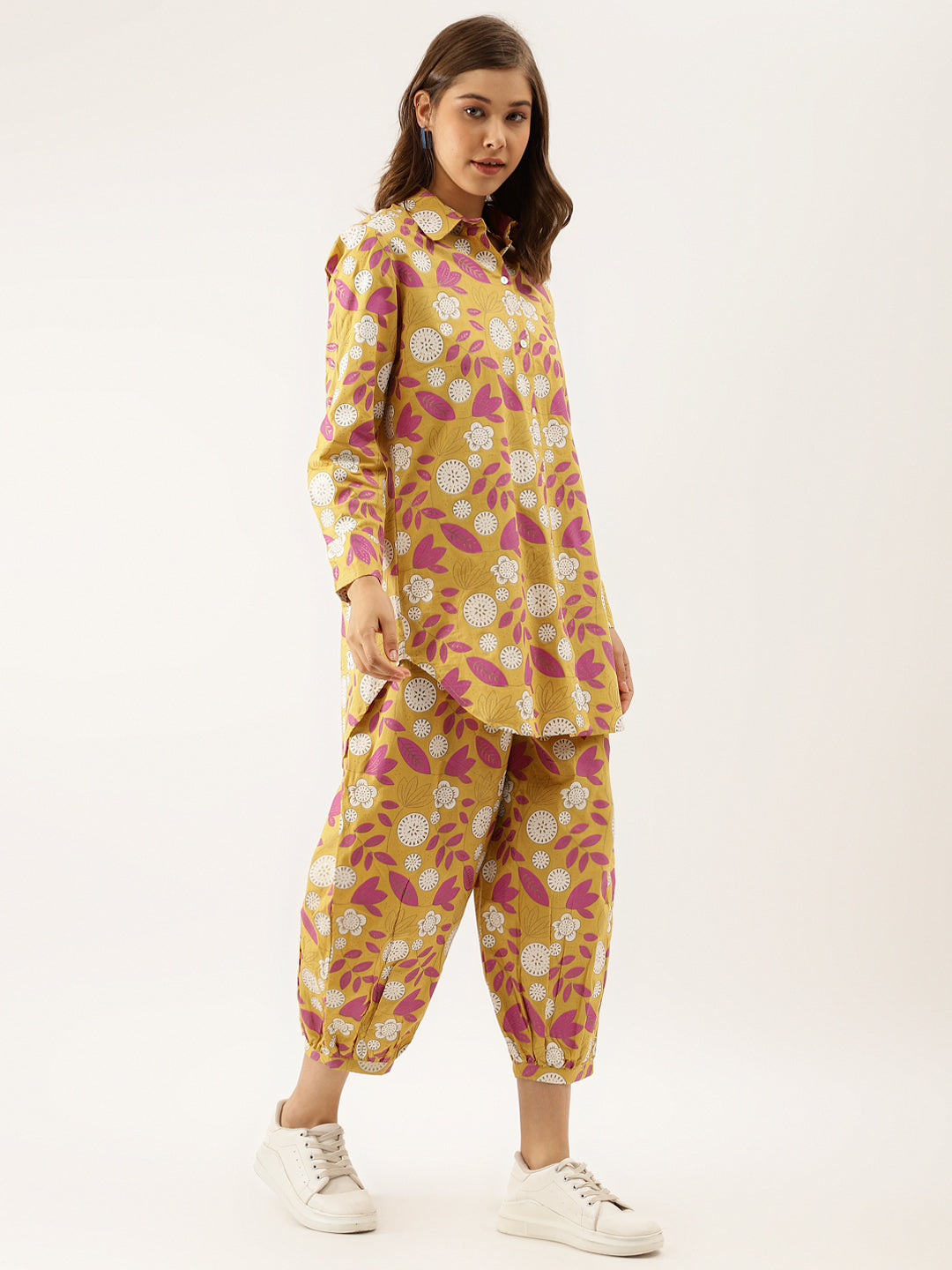 Eshani Mustard Floral Print Cotton Co-ord Set