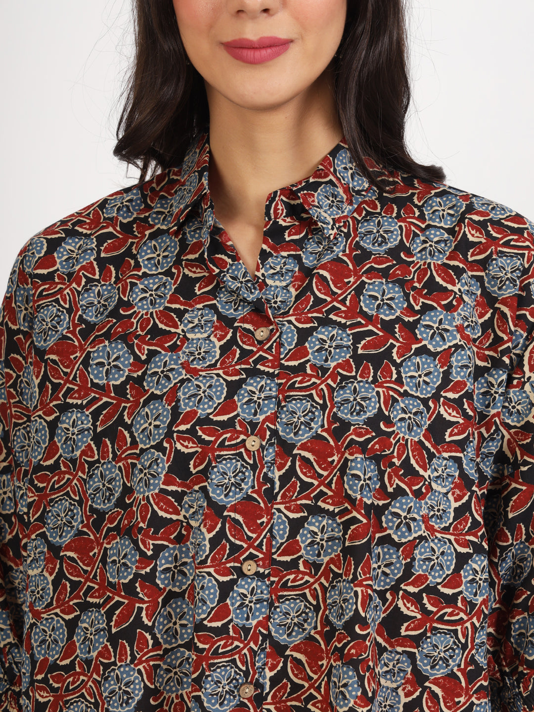 Eshani Black Floral Printed Cotton Tops