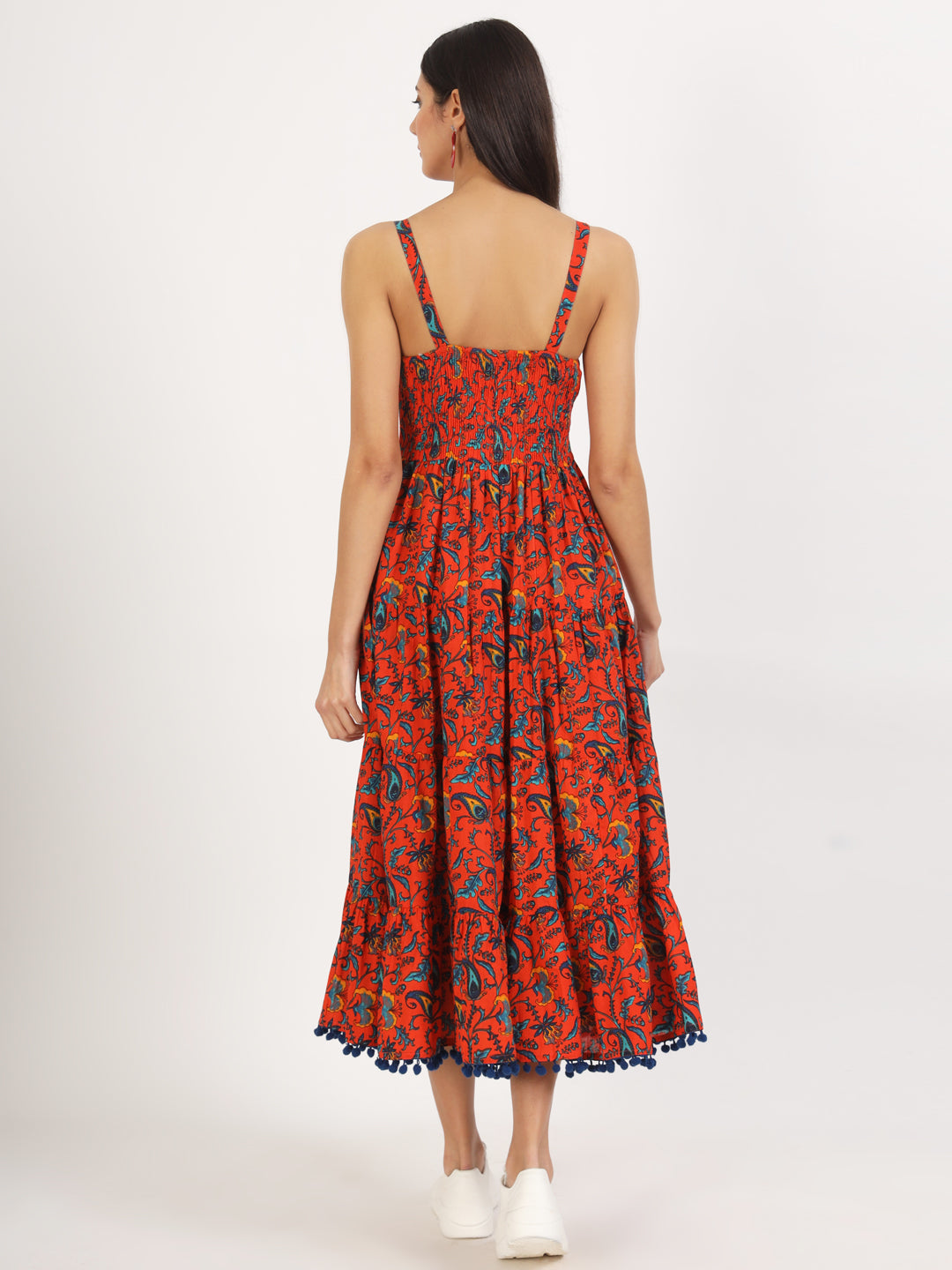 Eshani Red Floral Printed Cotton Dress