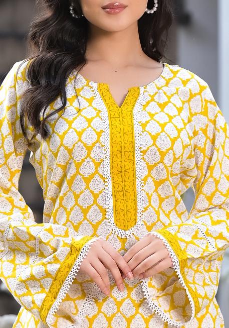 Eshani Yellow Floral Print Rayon Co-ord set for women