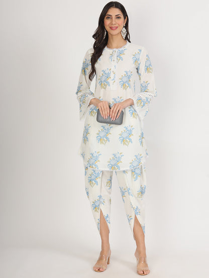 Eshani off White Floral Print Cotton Co-ord set