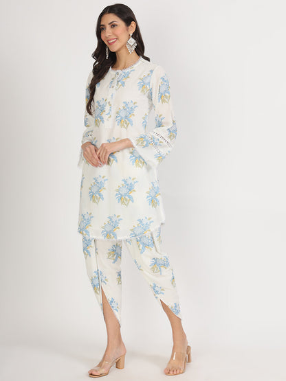 Eshani off White Floral Print Cotton Co-ord set