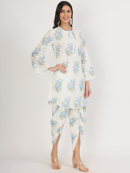 Eshani off White Floral Print Cotton Co-ord set