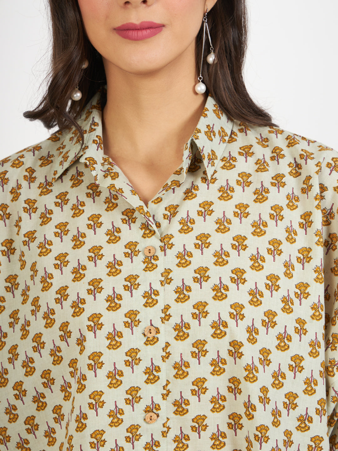 Eshani Green Floral Printed Cotton Tops