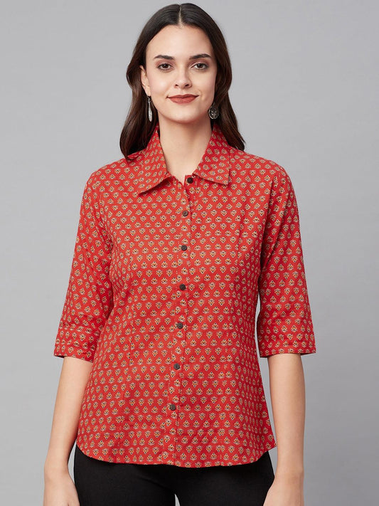 Eshani Red Block Printed Casual Women Shirts - Eshani world