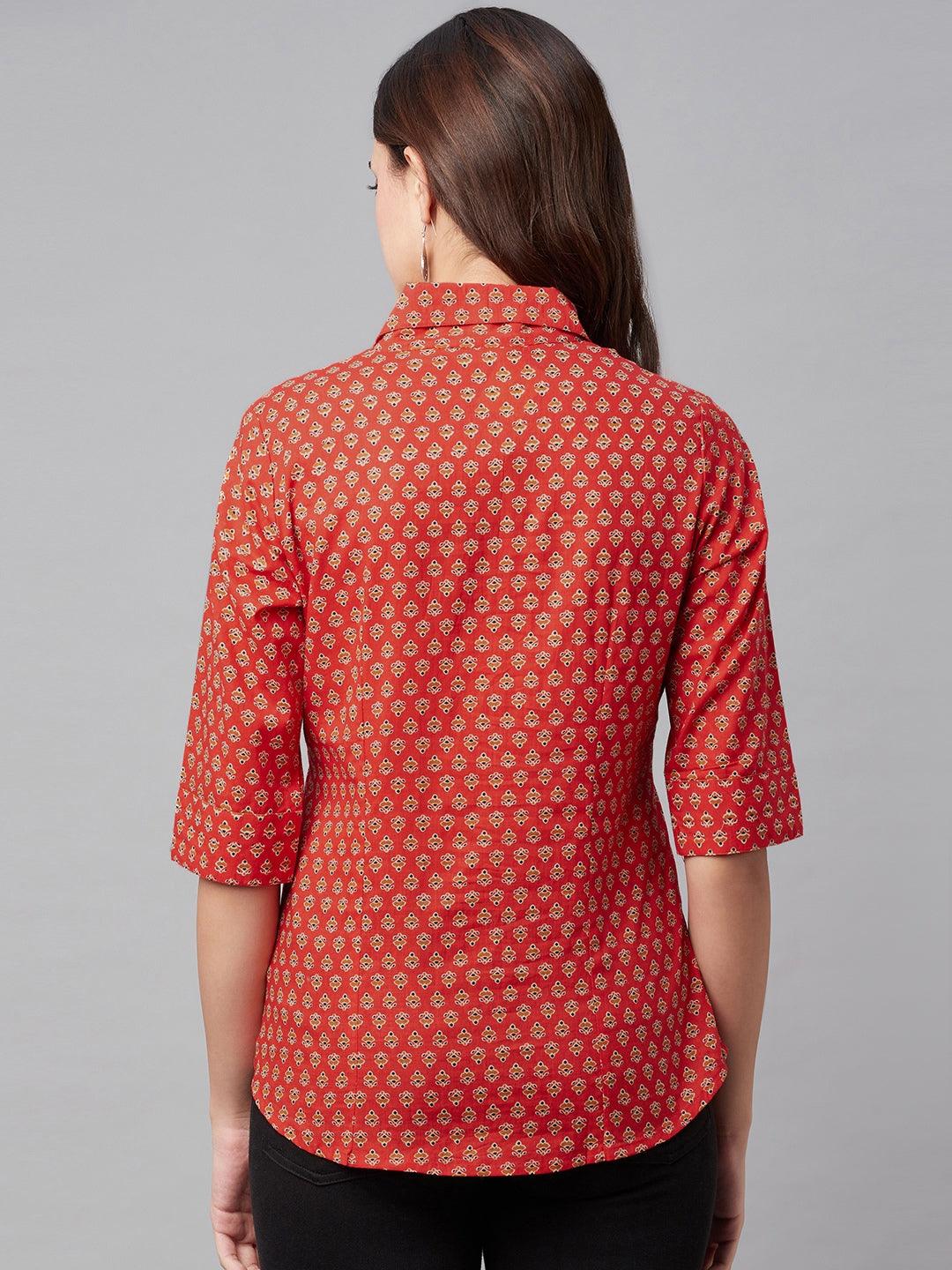 Eshani Red Block Printed Casual Women Shirts - Eshani world