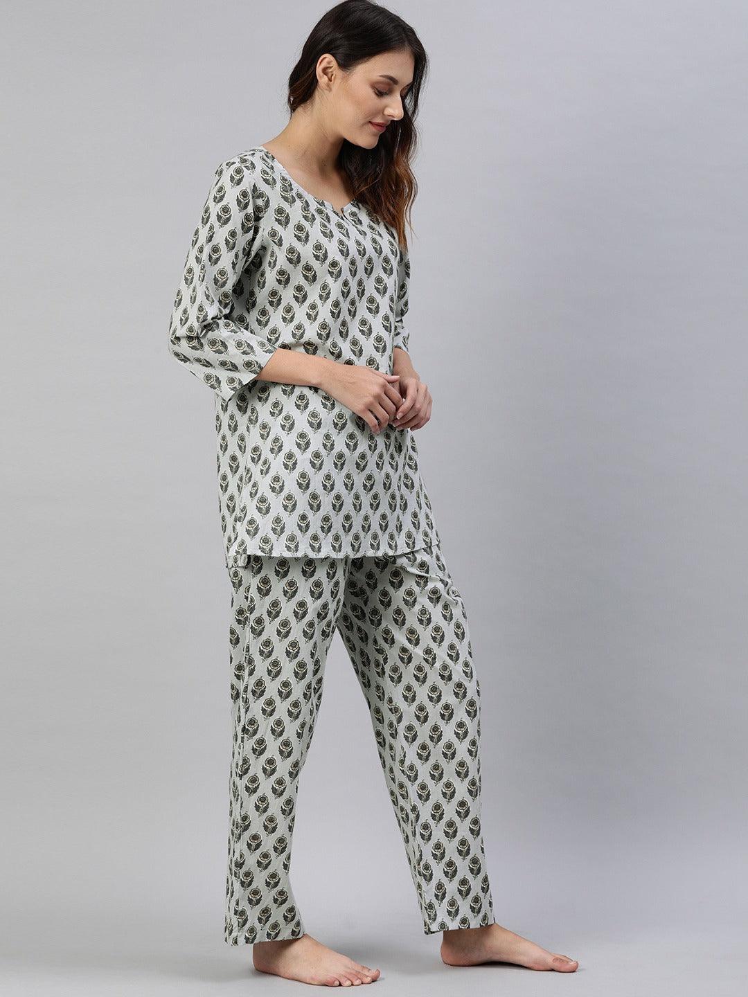 Eshani Grey Color Cotton Loungewear/Nightwear - Eshani world