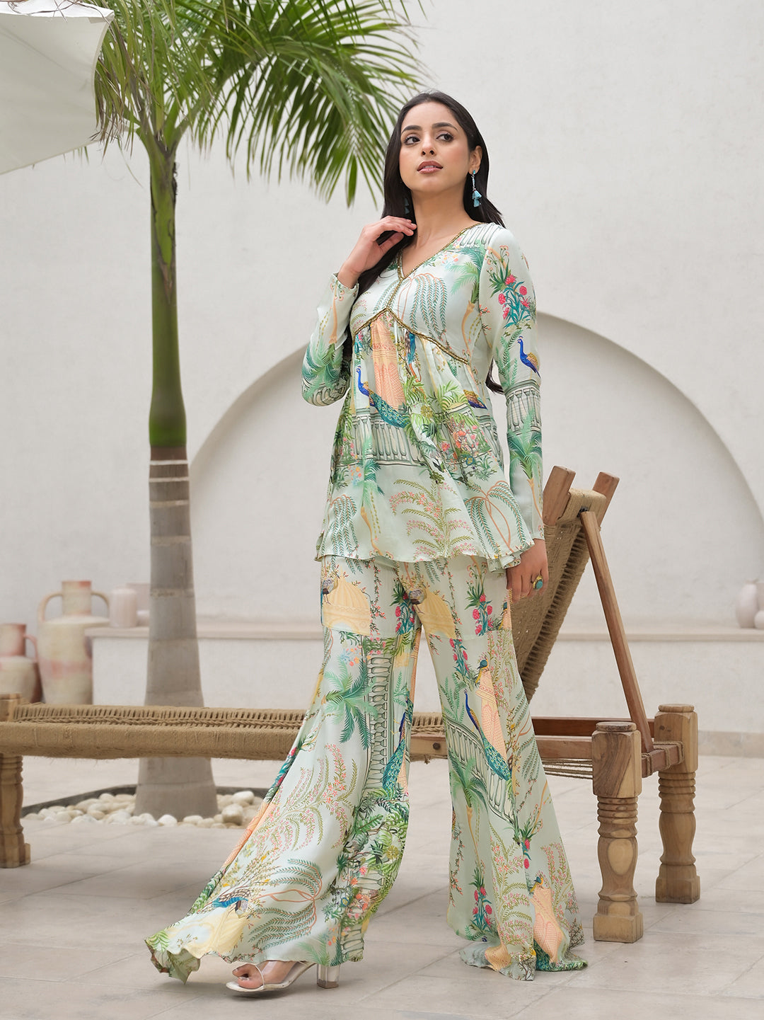 Eshani Green Digital Printed Muslin Co-ord set