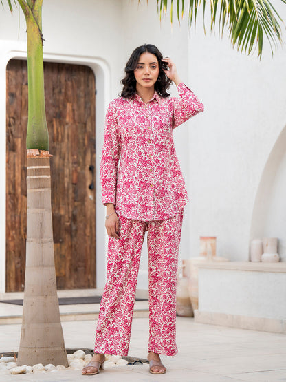 Eshani Red Floral Printed Rayon Co-ord Set