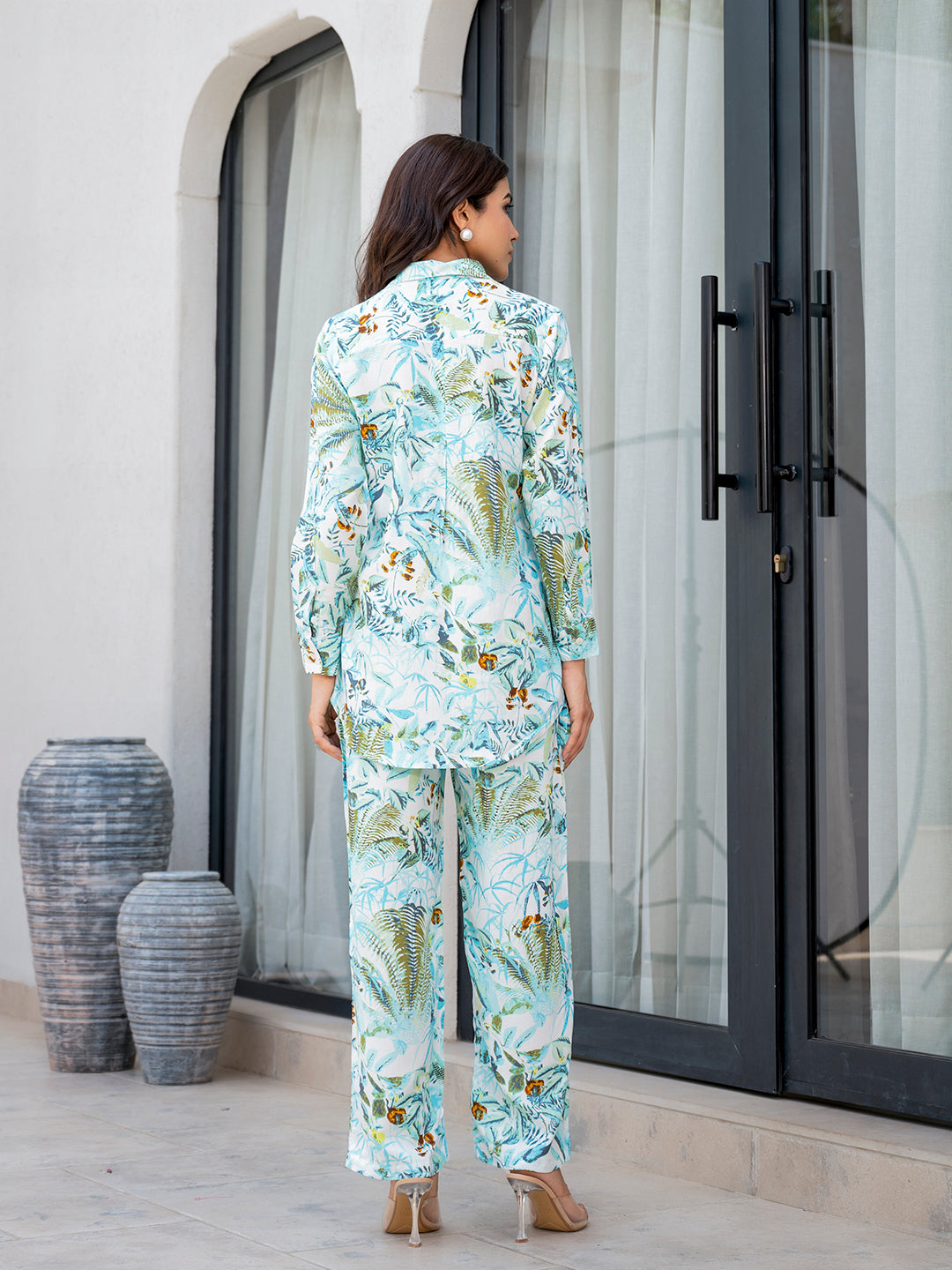 Eshani Sky Blue Floral Printed Rayon Co-ord Set