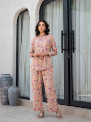 Eshani Purple Multi Floral Printed Rayon Co-ord Set
