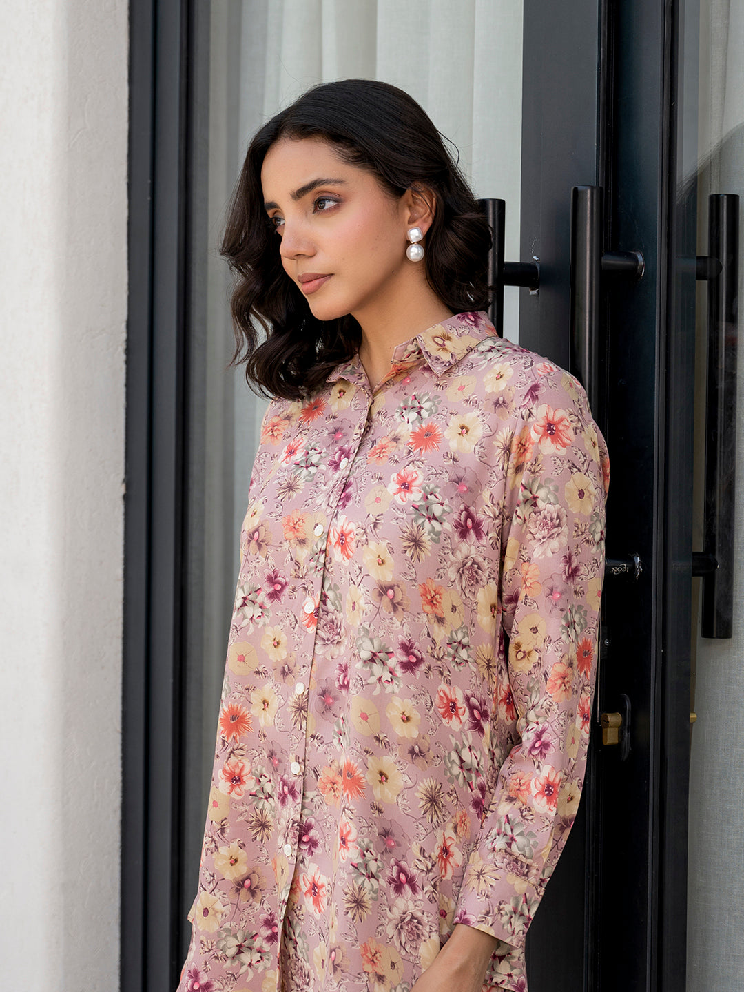 Eshani Purple Multi Floral Printed Rayon Co-ord Set