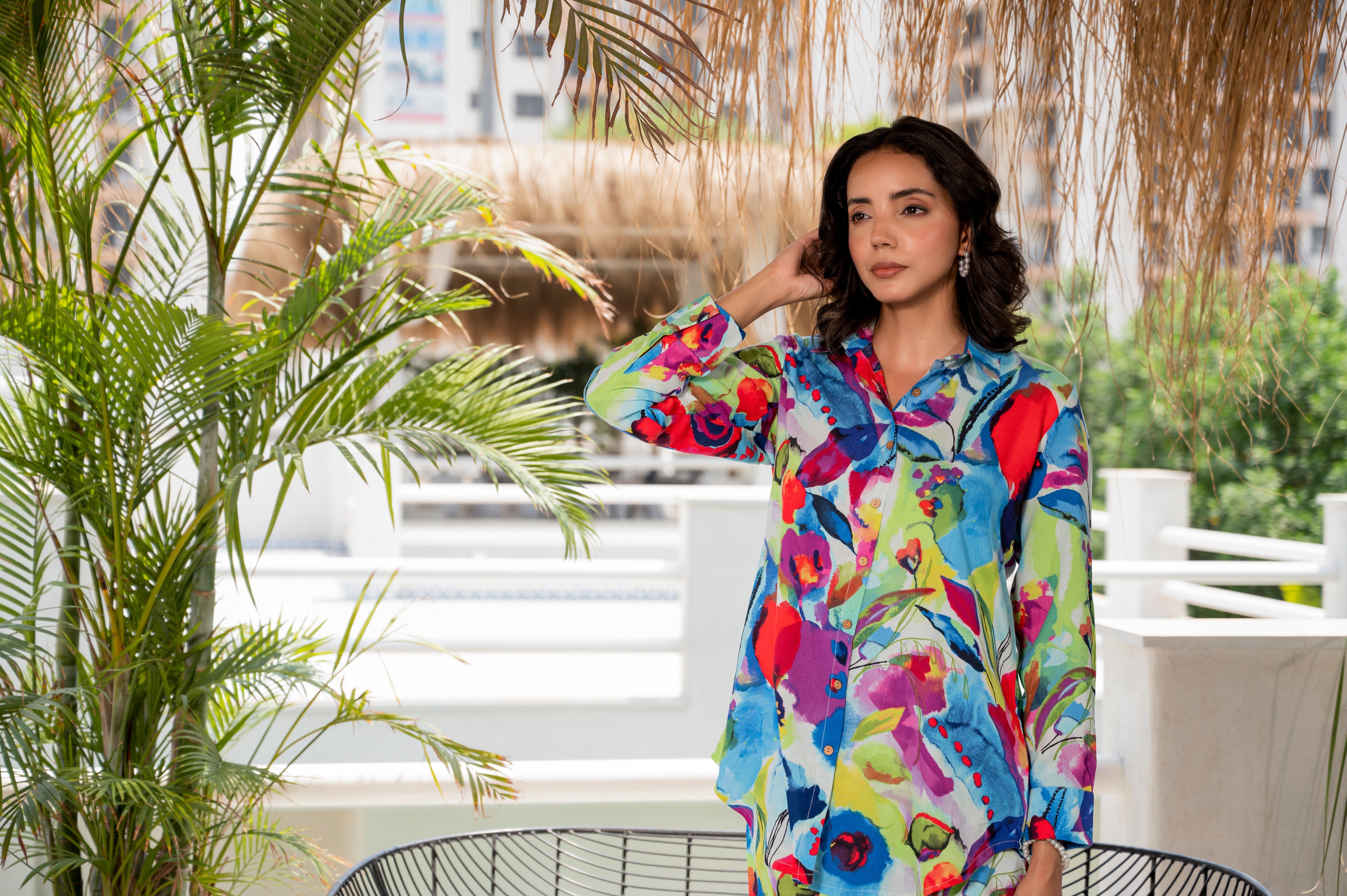 Eshani Multi Floral Printed Rayon Co-ord set for Women