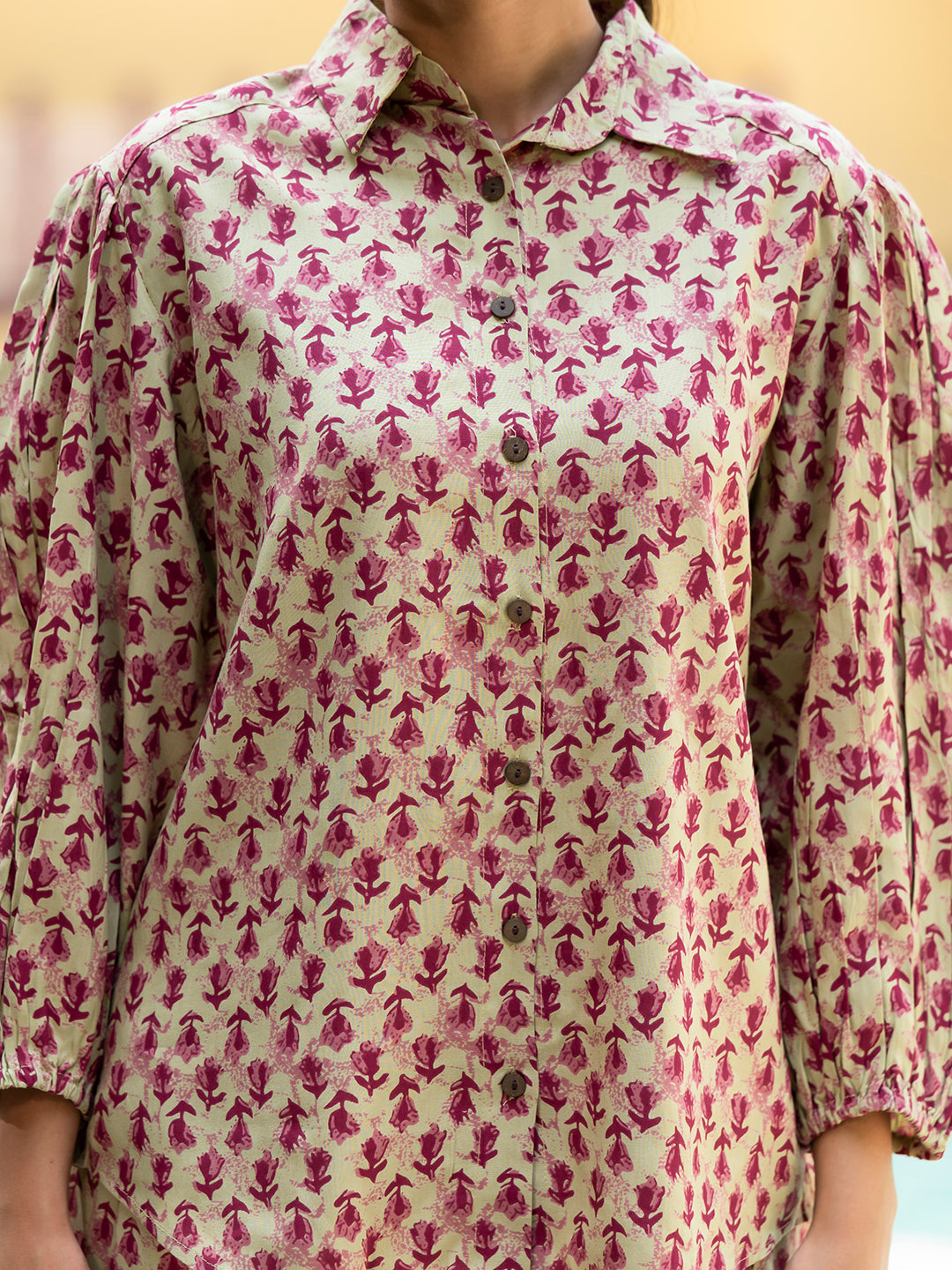 ESHANI Red Floral Print Pure Cotton Straight Co-ord Set