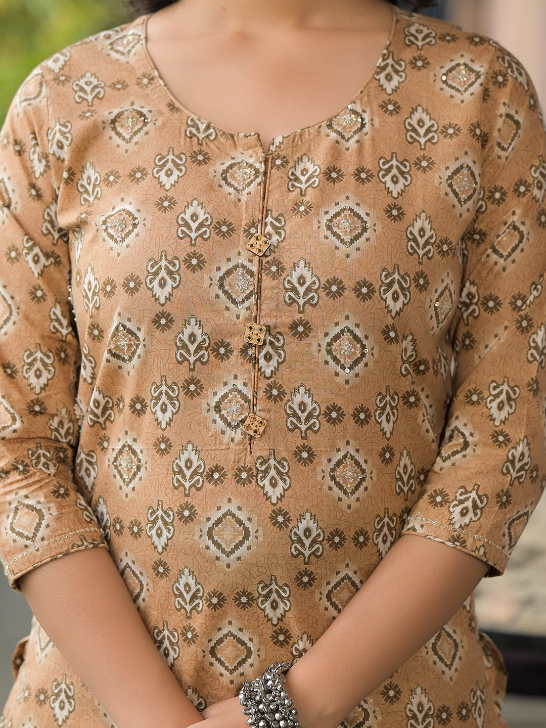 Eshani Brown Cotton Kurta Pant with Dupatta