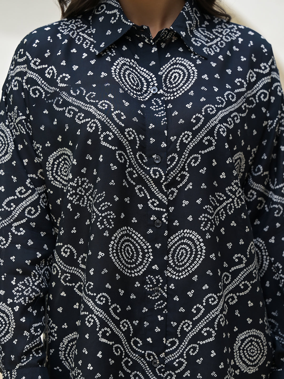 ESHANI Black Abstract Printed Shirt With Trousers Co-Ords
