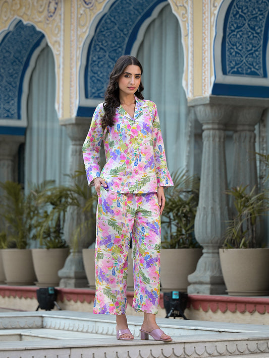 Eshani Multicolored Floral Printed Muslin Co-ord Set