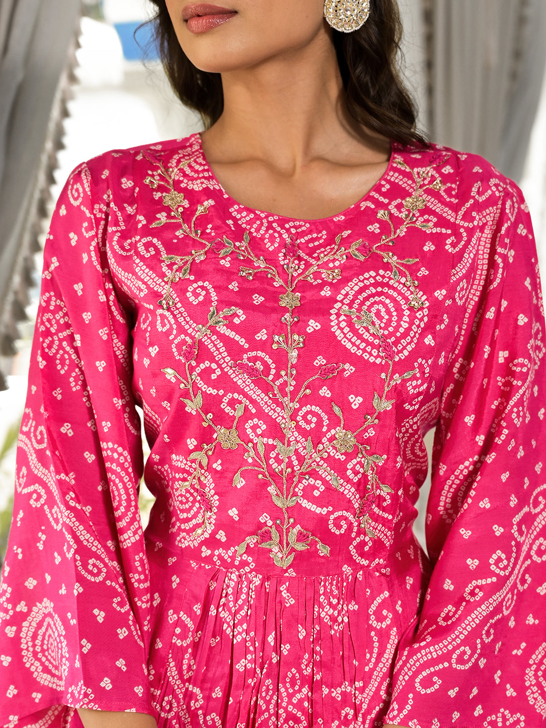 Eshani Pink Digital Print Gota Work Pure Muslin Co-ord Set