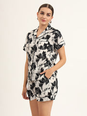 ESHANI Black & White Asymetric Print Pure Cotton Regular Night Suit