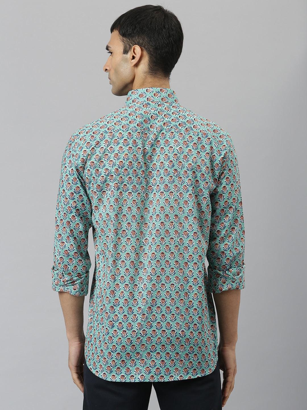 Millennial Men Sea Green & Blue  Cotton  Full Sleeve  Shirt for Men-MMF0280 - divenaworld.com